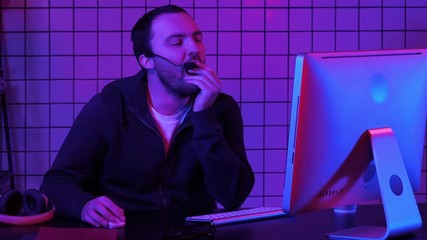 Developing programming and coding technologies. Bored programmer working.