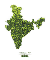 Green leaf map of india vector illustration of a forest is concept