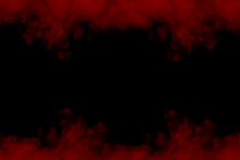 Hellish Bewitching Clouds Red Patterns Of Cigarette Vapor On A Dark Background Are Like Flames
