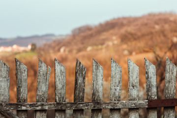 Close up of wooden fence.