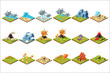 © topvectors - Natural disaster set, volcanic eruption, tornado, flood, fire, drought vector Illustrations on a white background