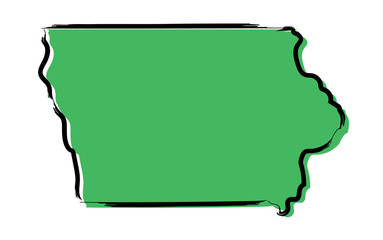 Wall Mural - Stylized green sketch map of Iowa