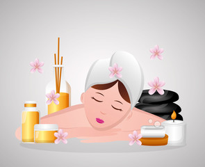 Sticker - woman with towel spa