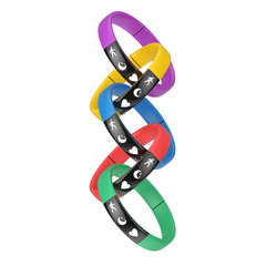 Aufkleber - Multicolour Fitness Trackers in Shape of Chain. 3d Rendering