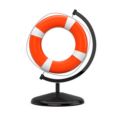 Poster - Life Buoy in the Shape of Earth Globe. 3d Rendering
