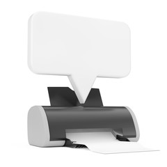 Leinwandbilder - Digital Inkjet Printer with Blank White Speech Bubble Mockup. 3d Rendering