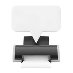 Leinwandbilder - Digital Inkjet Printer with Blank White Speech Bubble Mockup. 3d Rendering