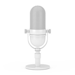 Leinwandbilder - Vintage White Microphone in Clay Style. 3d Rendering