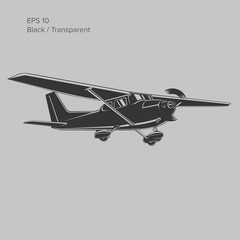 Wall Mural - Small plane vector illustration. Single engine propelled aircraft. Vector illustration. Icon