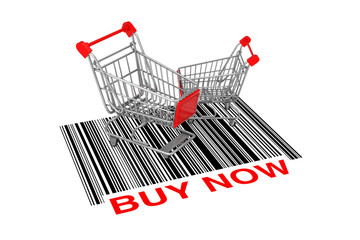 Aufkleber - Two Empty Shopping Carts over Abstract Bar Code