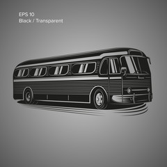 Old vintage american bus vector illustration. Retro passenger vehicle