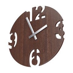 Poster - Modern Wall Wooden Circle Clock Watch. 3d Rendering