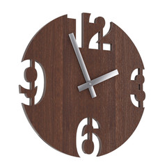 Poster - Modern Wall Wooden Circle Clock Watch. 3d Rendering