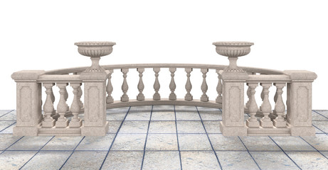 Wall Mural - Semicircular balustrade with vases  -  illustration 3D rendering