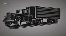 Vintage American Truck Vector Illustration. Retro Freighter Truck.