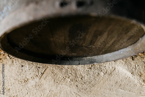 Close-up barrel of wine or whiskey, seen from above Canvas Print