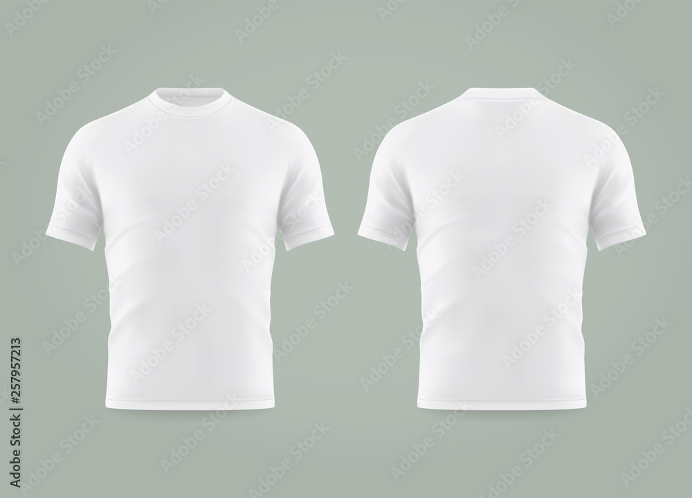 Set of isolated white t-shirt or realistic apparel - obrazy, fototapety, plakaty 