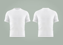 Set Of Isolated White T-shirt Or Realistic Apparel
