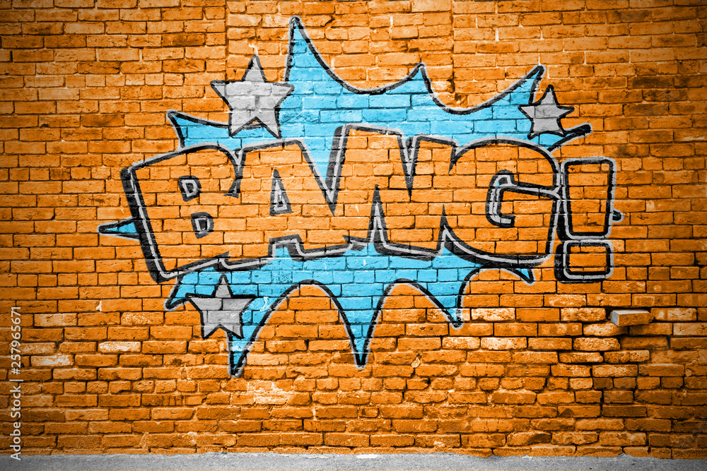 Photo Bang! Comic Ziegelsteinmauer Graffiti
