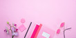 © Rawf8 - Women. Flowers and female accessories against pink background, copy space
