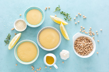 Canvas Print - Chickpea sauce with fresh lemon juice, sesame seeds, garlic and olive oil