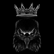 The Vector Logo Queen Of Eagles For Tattoo Or T-shirt Design Or Outwear.  Hunting Style Angry Bird Eagle Background.