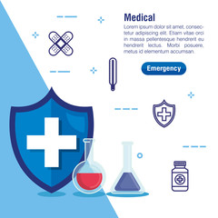 Poster - medical erlenmeyer flask and analysis service