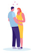 © AyhaanA - A man hugs a woman. Concept about people, love and lifestyle. Coloring vector cartoon flat illustration.