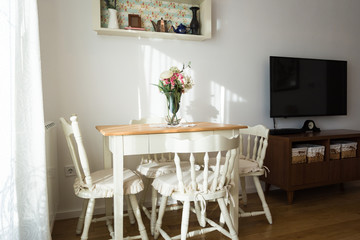 Wall Mural - Nicely decorated living ( lunch ) room. Dining table and some chairs.