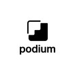 illustration logo from letter P with podium step logo design concept