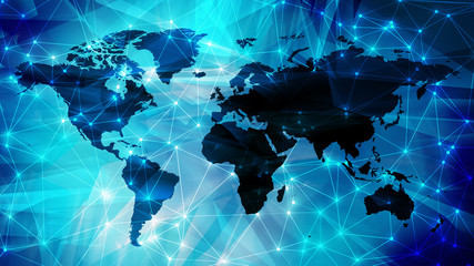 technology science news background digital wires dots and world map