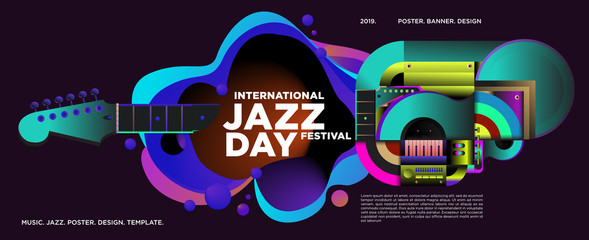 Wall Mural - Vector colorful international jazz day poster and banner