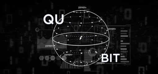 quantum computing concept with qubit icon 3d rendering