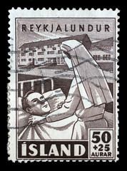 Stamp issued in Iceland shows Welfare, Charity Stamps, circa 1949.