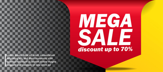 Mega Sale banner discount up to 70 % off arrow banner