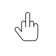 Middle Finger Icon Vector, Thin Line Outline Style Middle Thumb Insulting Gesture Emoji Symbol Isolated On White Pictogram Sign Clipart