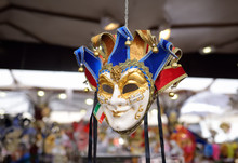 Masks Sold On The Eve Of The Famous Venetian Carnival.