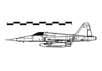 Northrop F-5E TIGER II. Outline drawing