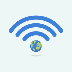 Wifi symbol with planet earth