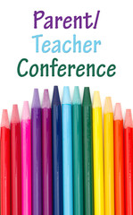 Sticker - Parent Teacher Conference message with colored watercolor pencils