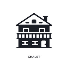 Chalet Isolated Icon. Simple Element Illustration From Winter Concept Icons. Chalet Editable Logo Sign Symbol Design On White Background. Can Be Use For Web And Mobile