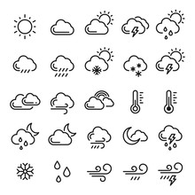 Weather Icon Set, Meteorology And Climate Symbol
