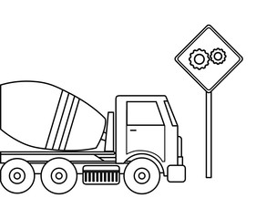 Wall Mural - under construction concrete transport truck with signaling