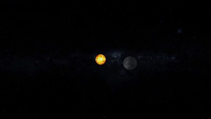 Wall Mural - Space travel to star system in sky fictional planet orbit exploration. Contains public domain image by Nasa