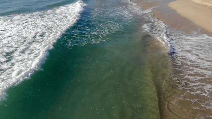 Wall Mural - Spanish drone footage over the beach in Costa Brava near the town Palamos 