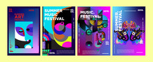 Summer Colorful Art And Music Festival Poster And Cover Template For Event, Magazine, And Web Banner.