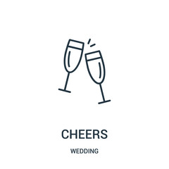 cheers icon vector from wedding collection. Thin line cheers outline icon vector illustration.