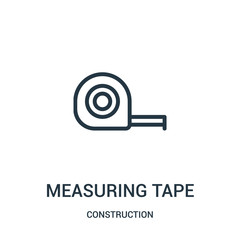 measuring tape icon vector from construction collection. Thin line measuring tape outline icon vector illustration.