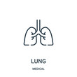 lung icon vector from medical collection. Thin line lung outline icon vector illustration.