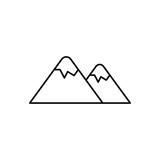 Fototapeta Abstrakcje - Two mountain peaks with snow line art vector icon